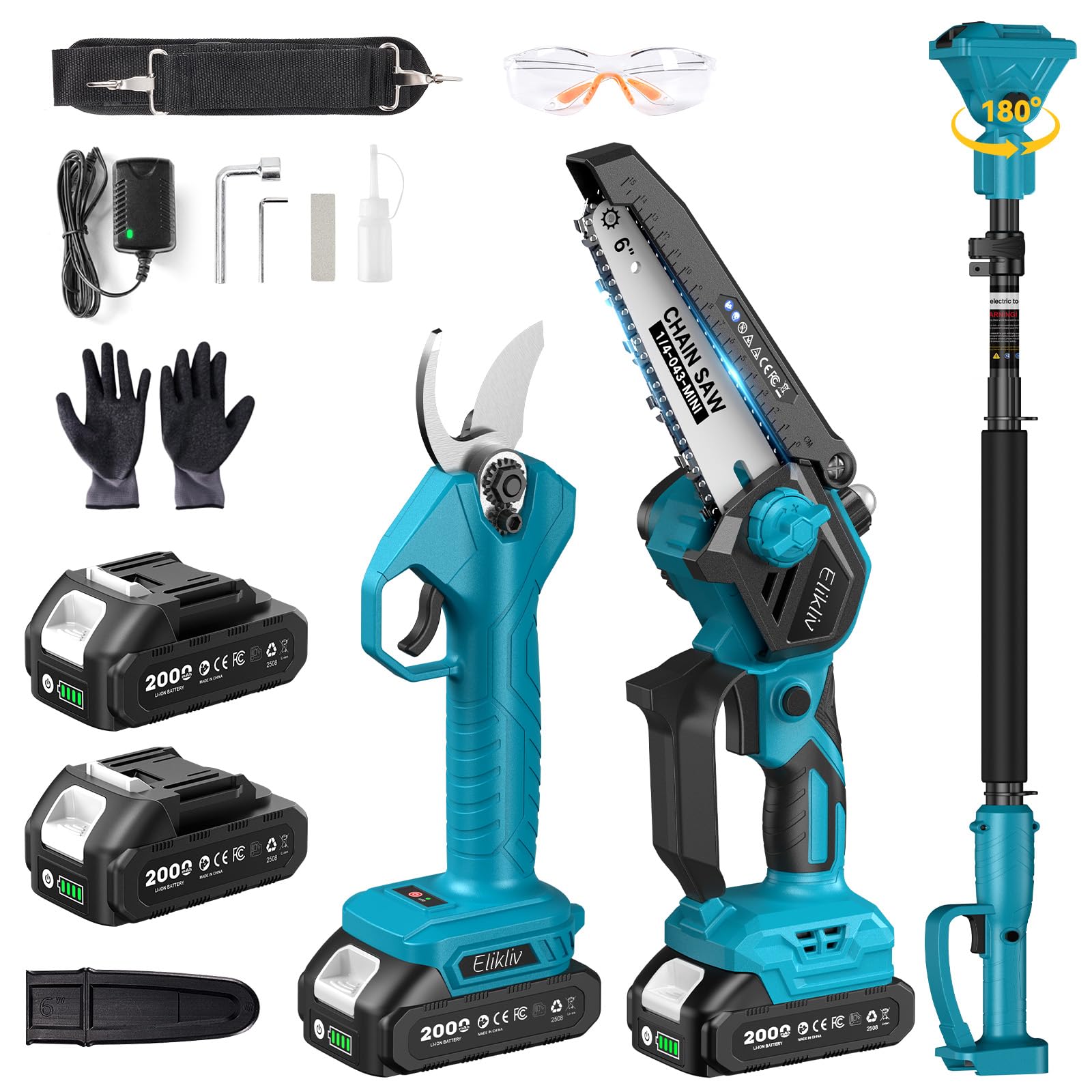 Amazon | Elikliv 高枝切り電動チェーンソー 高枝切りバサミ ハンディ